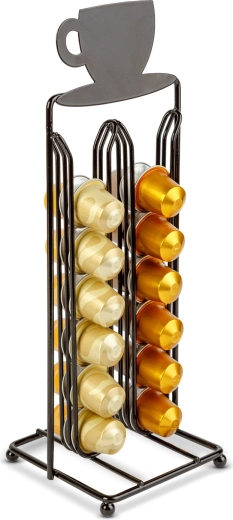 Metalinis Nespresso kapsulių stovas, talpinantis iki 28 kapsulių