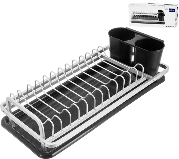 Deluxe dish drainer with tray and cutlery holder