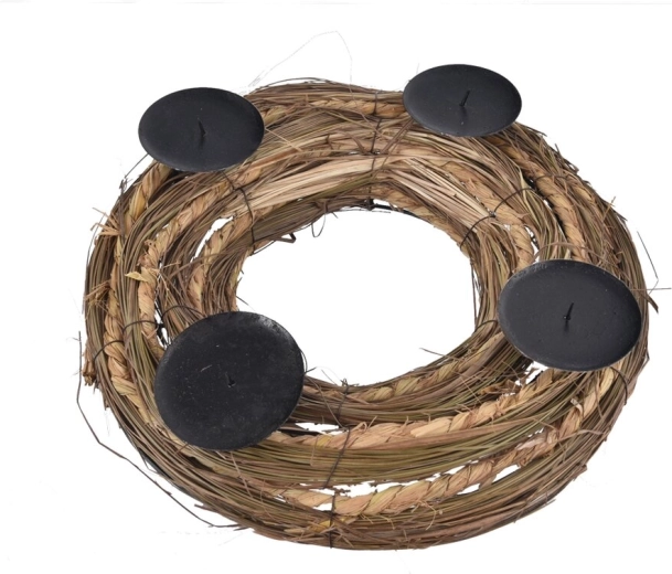 Advent wreath made of wicker and metal 31 × 31 × 8 cm
