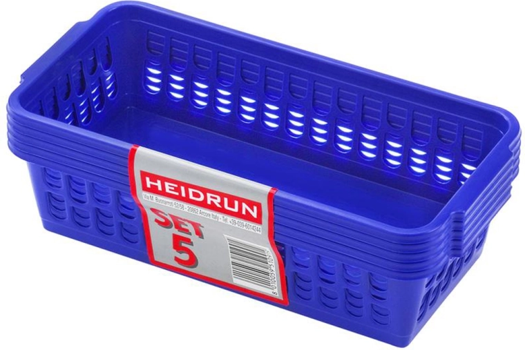 Plastikiniai krepšeliai HEIDRUN 20,5 × 10 × 6,5 cm, rinkinys 5 vnt., spalvų miksas