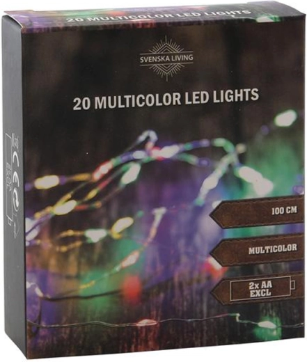 Šviesos girlianda 20 LED, įvairiaspalvė, 100 cm