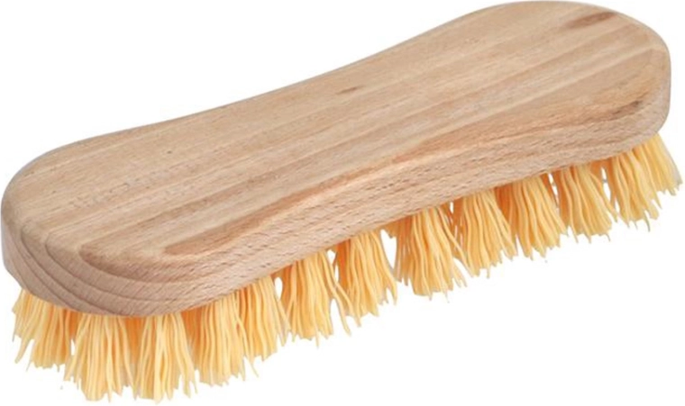 Handheld floor brush with crimped synthetic bristles