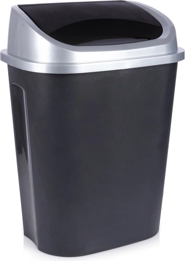 Plastikinė šiukšliadėžė su atverčiamu dangčiu 50 l juoda