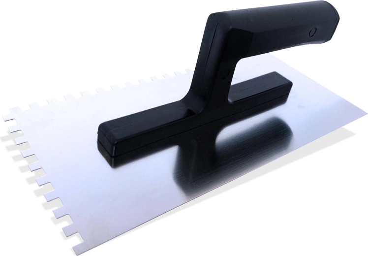 Stainless steel notched trowel 6 × 6 mm, 270 × 125 mm