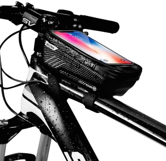 Wildman E2 top tube bike bag with phone holder 1 L black