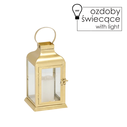 Golden metal LED lantern lamp 22 cm
