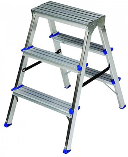 Double-sided aluminum stepladder 3 rungs ELKOP