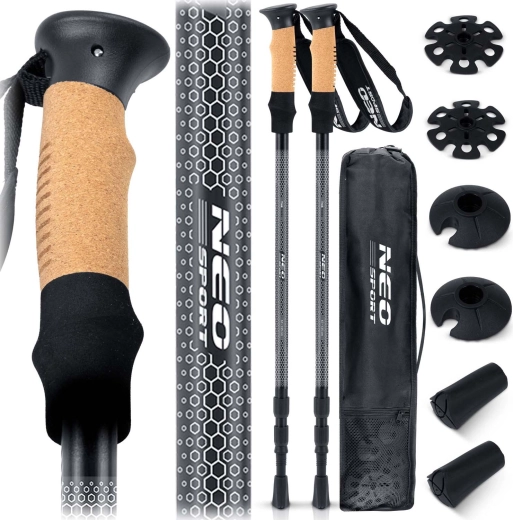 Trekingo lazdos Neo-Sport NS-380 su kamštine rankena ir antishock sistema