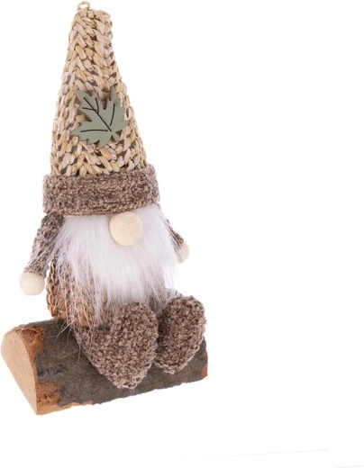 Wood and fabric gnome in beige