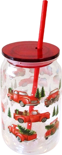 TORO Glass with Straw 480 ml with Christmas Motif
