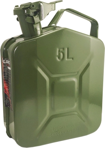 Metal fuel can for petrol and diesel, 5 l, green