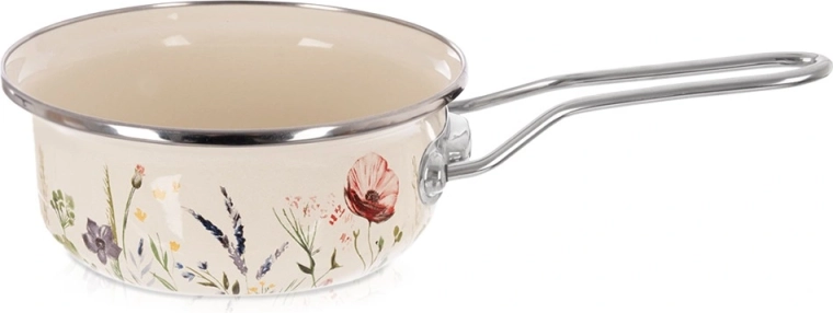 Kreminis emaliuotas puodelis-samtis Maki 14 cm, 650 ml