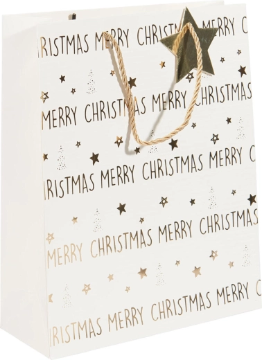Christmas Gift Bag White and Gold 32 × 26 × 10 cm - 1 piece
