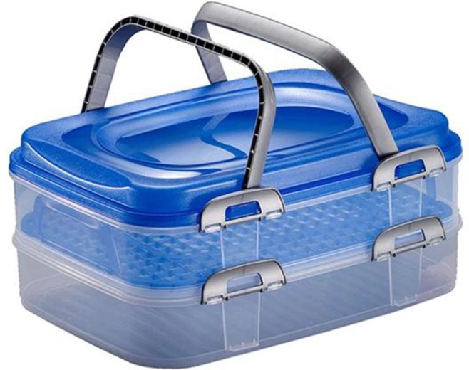 Plastic picnic box with 2 tiers 40 × 30 × 18 cm