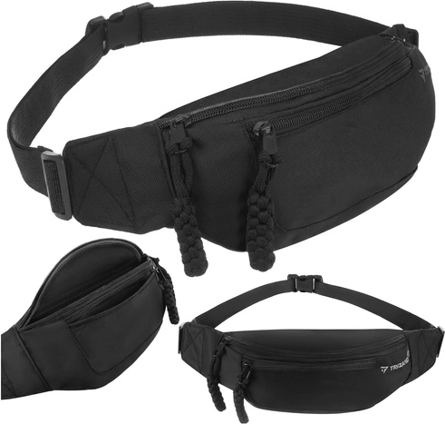 Sports running waist bag Trizand – black, 2 l