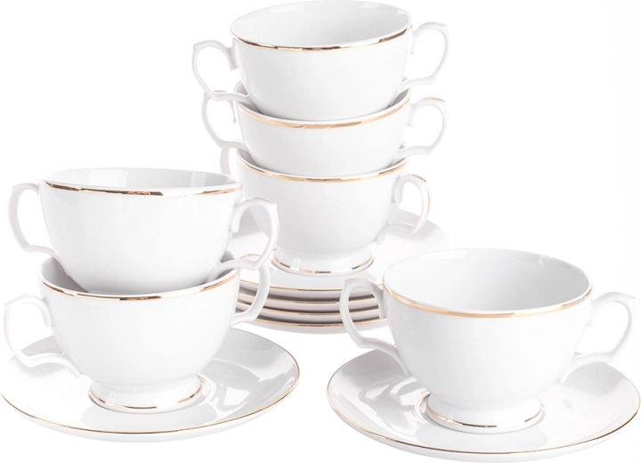 Mariapaula Klasyka Gold Line broth cup set with saucers, 12 pcs