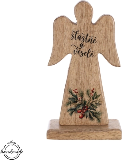 Medinis angelas Mango „laimingas ir linksmas“ 20 cm – 1 vnt.