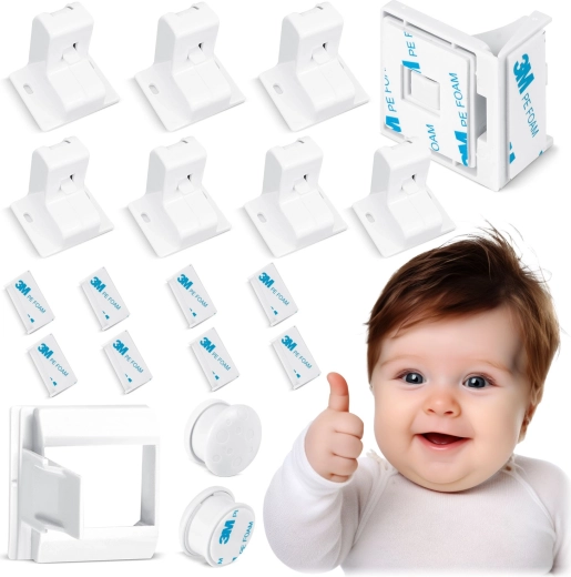 Magnetinės vaikiškos spynelės spintelėms RICOKIDS, rinkinys 8 vnt.