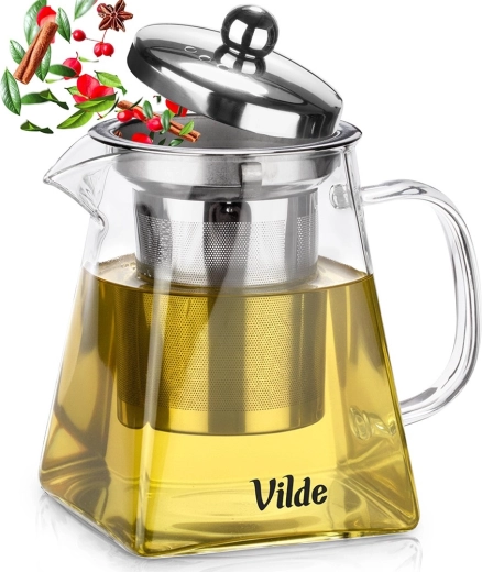 Stiklinis arbatinukas su nerūdijančio plieno filtru 490 ml (atsparus karščiui)