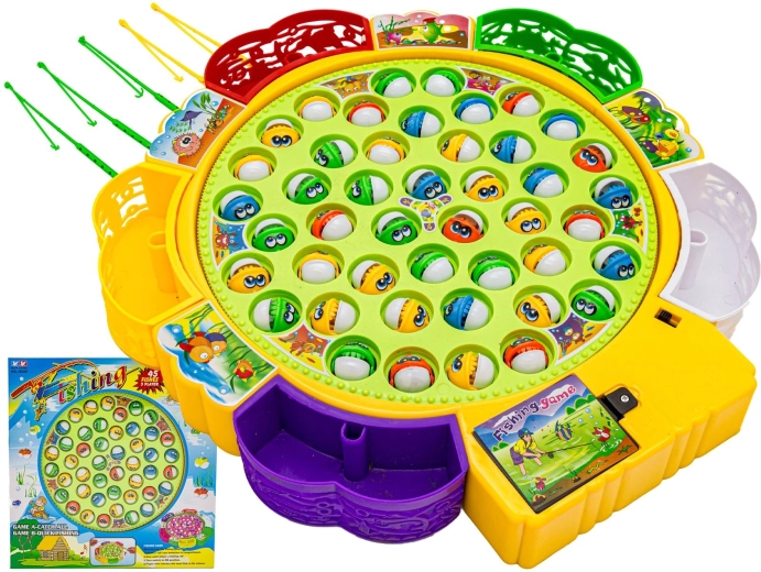 Family fishing game – catching fish (45 fish, 5 rods)