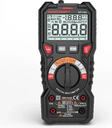 Digital multimeter with flashlight function habotest ht118a true rms and ncv