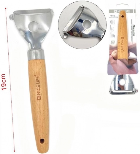 Nerūdijančio plieno daržovių ir vaisių skustukas su medine rankena