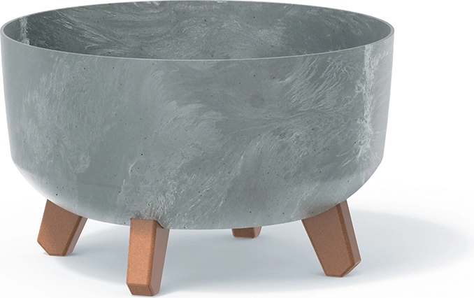 Gracia Low Planter with Concrete Effect, diameter 28.5 cm, grey