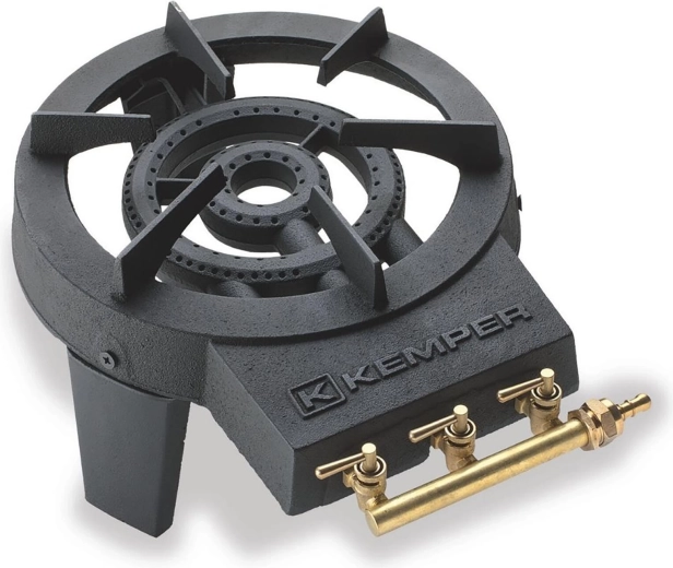 Single-burner LPG (propane-butane) gas stove with cast-iron burner and piezo ignition