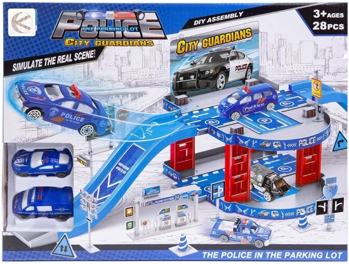 Police parking lot with 2 toy cars - 1 piece