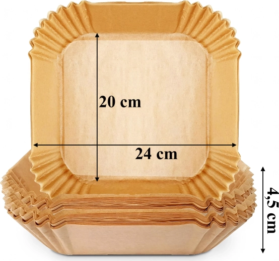 Popieriniai įdėklai karšto oro gruzdintuvei (Air Fryer) 20 × 20 cm, 100 vnt.