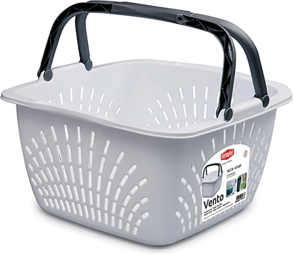 Plastikinis pirkinių krepšelis Vento su 2 rankenomis, 18,5 l, keliamoji galia 15 kg