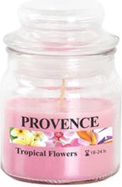 Aromatinė žvakė stikle su dangteliu „Tropinės gėlės“ 70 g