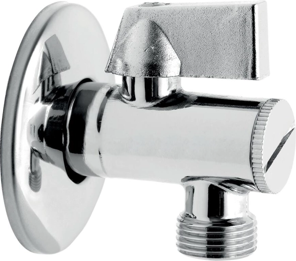 Kampinis ventilis su filtru 1/2" x 3/8" su aliuminine svirtimi