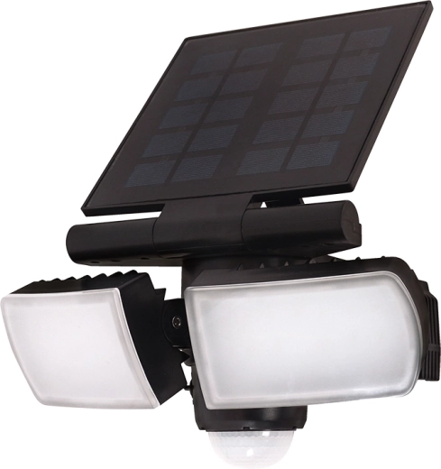 Solight LED saulės energija įkraunamas lauko prožektorius su jutikliu, 8 W, 600 lm, juodas
