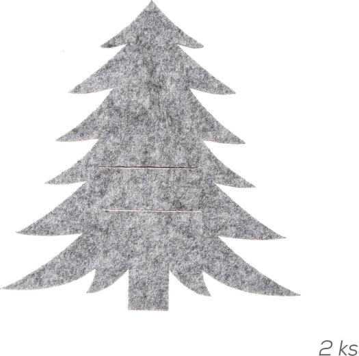 Felt cutlery holder in the shape of a Christmas tree, gray