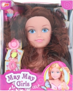 Šukuosenų treniruočių galva brunetė vaikų šukuosenoms su priedais