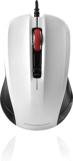 Modecom MC-M9.1 black‑white wired optical mouse 1600 DPI