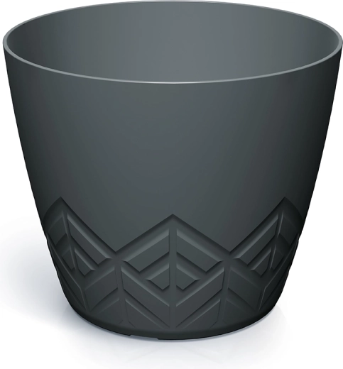Areco Flower Pot 12 cm, charcoal with geometric pattern