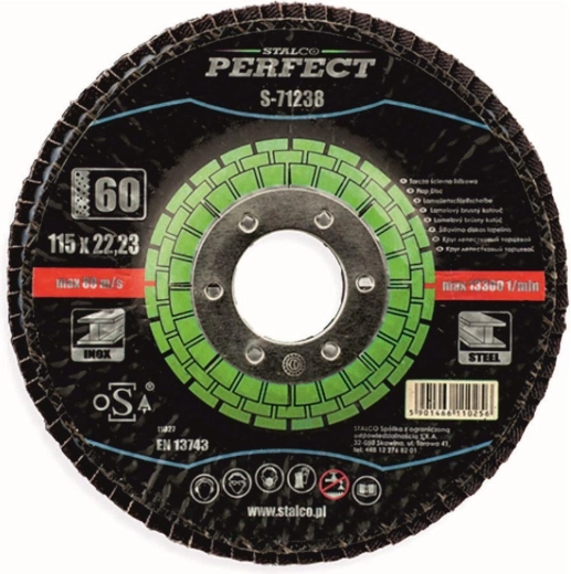 Flap grinding disc 115 × 22.23 mm, grit 40, zirconia STALCO