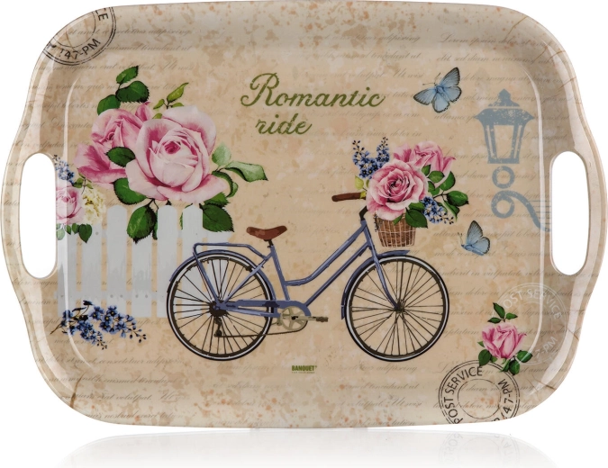 Melamino serviravimo padėklas Romantic Ride 36 × 25,5 cm su rankenomis