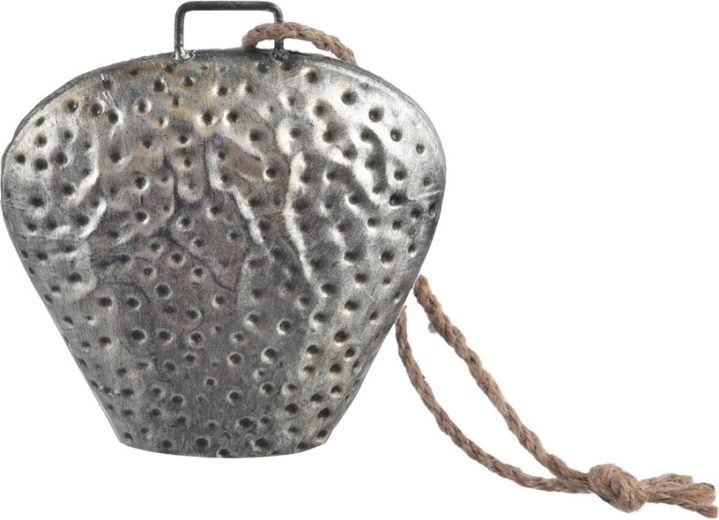 Silver hanging metal bell, 15 cm