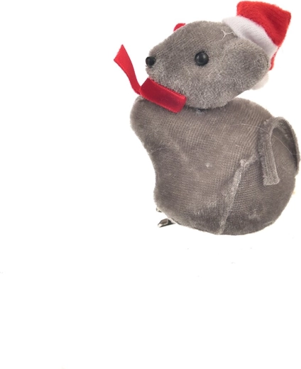 Gray fabric Christmas mouse 8 × 5 × 8 cm