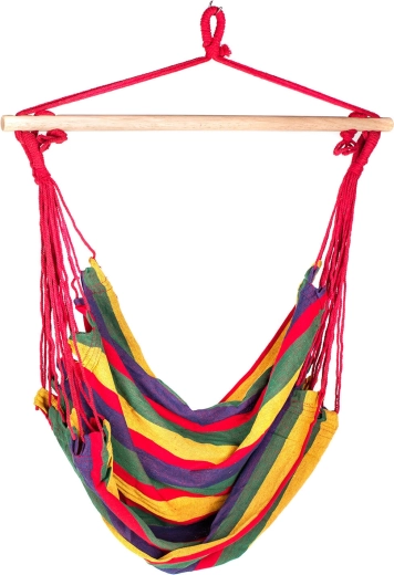 Pakabinama supama kėdė 100 × 100 cm, spalvingas dryžuotas dizainas