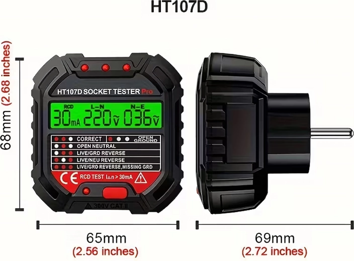 Lizdo įtampos testeris su LCD ir RCD testu HABOTEST HT107D