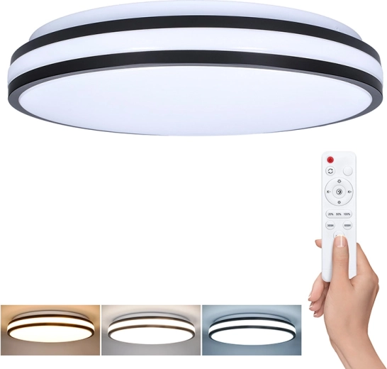Solight LED lubinis ir sieninis šviestuvas Laskos su nuotolinio valdymo pulteliu 48 W 39 cm, reguliuojamo ryškumo CCT