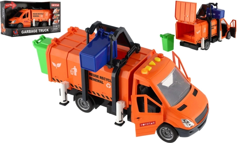 Garbage Truck with Lights, Sounds and Bin, 30 cm