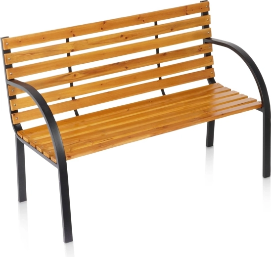 Vilde sodo suoliukas, medinis su metaline konstrukcija 122 × 51 × 83,5 cm