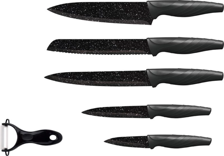 TORO 5-piece Kitchen Knife Set with Marble Non-Stick Coating + Ceramic Peeler