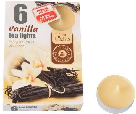 Scented tealight candles with vanilla and orange fragrance, 6 pcs
