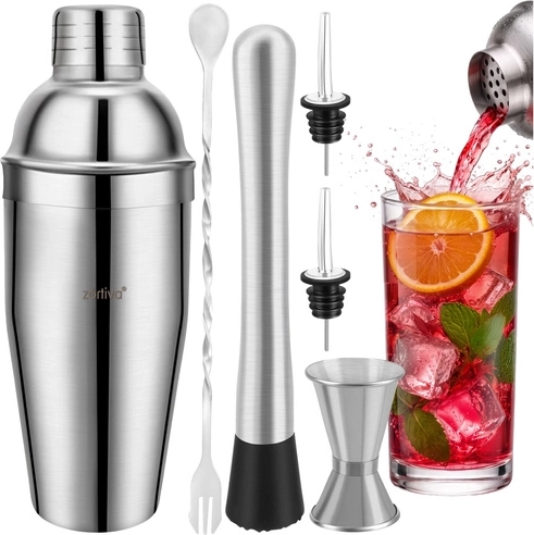 Zortiva 6-in-1 cocktail bartending set with 700 ml shaker